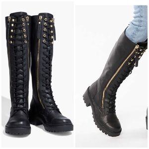 DKNY BALIE TALL COMBAT LACE UP BOOTS